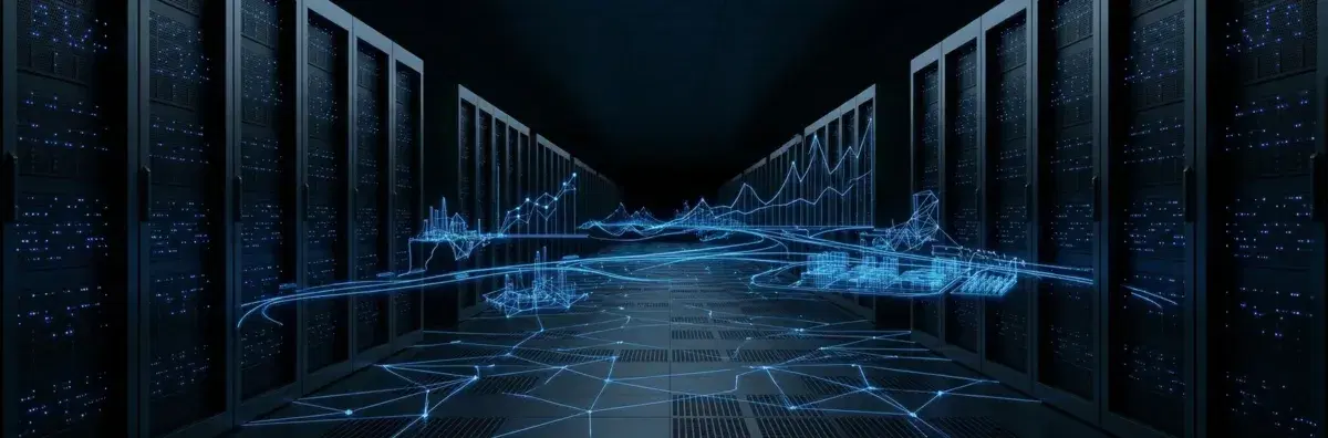 Abstract visualization of cloud infrastructure and data center